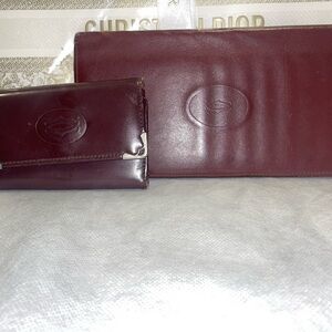 Cartier Burgundy Wallet Set includes card and key wallets.